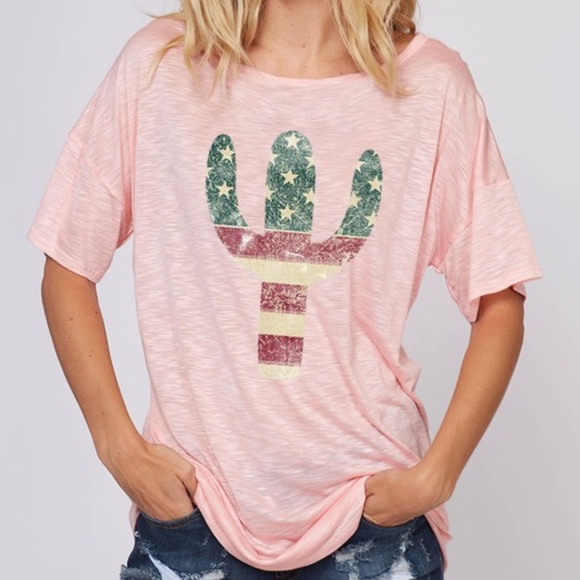 Graphic Blush Pink Cactus Tee - Picture 2 of 3